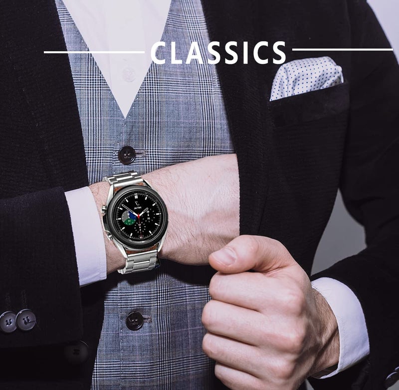Olytop Galaxy Watch 4/6 Classic 47/46/43/42mm & Watch 4/5/6 Bands 44mm 40mm, Galaxy Watch 5 Bands Pro 45mm, 20mm Metal Stainless Steel Replacement Strap for Samsung Galaxy Watch 6/5/4/3 41m/Active 2, - Image 3